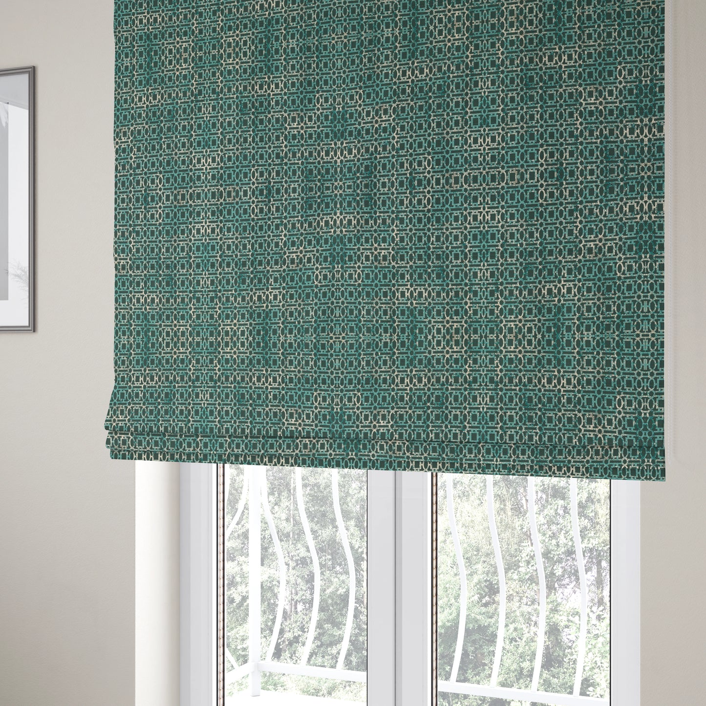 Tiffany Lightweight Modern Geometrical Pattern Small Scale Blue Chenille Upholstery Fabric CTR-861 - Roman Blinds