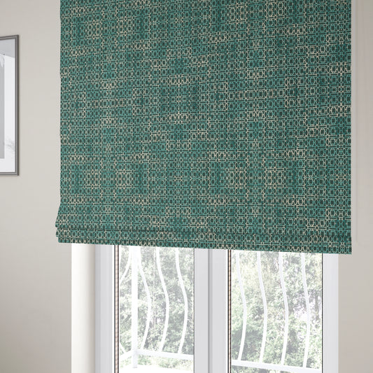 Tiffany Lightweight Modern Geometrical Pattern Small Scale Blue Chenille Upholstery Fabric CTR-861 - Roman Blinds