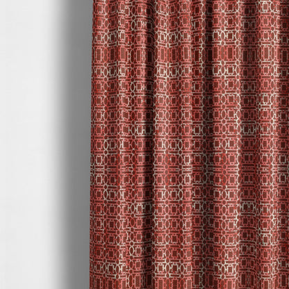 Tiffany Lightweight Modern Geometrical Pattern Small Scale Red Chenille Upholstery Fabric CTR-862 - Made To Measure Curtains