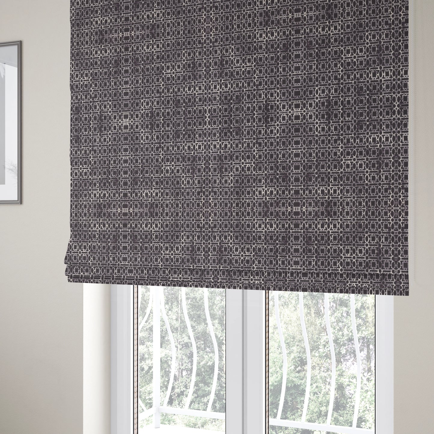 Tiffany Lightweight Modern Geometrical Pattern Small Scale Purple Chenille Upholstery Fabric CTR-863 - Roman Blinds