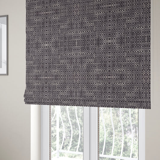 Tiffany Lightweight Modern Geometrical Pattern Small Scale Purple Chenille Upholstery Fabric CTR-863 - Roman Blinds