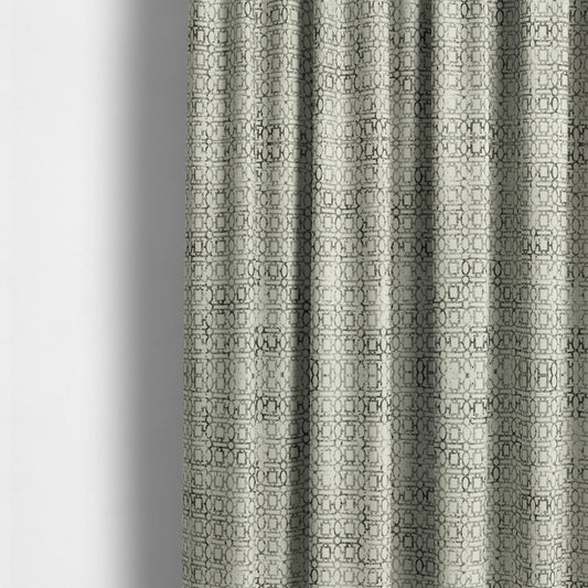 Tiffany Lightweight Modern Geometrical Pattern Small Scale Silver Grey Chenille Upholstery Fabric CTR-864 - Made To Measure Curtains