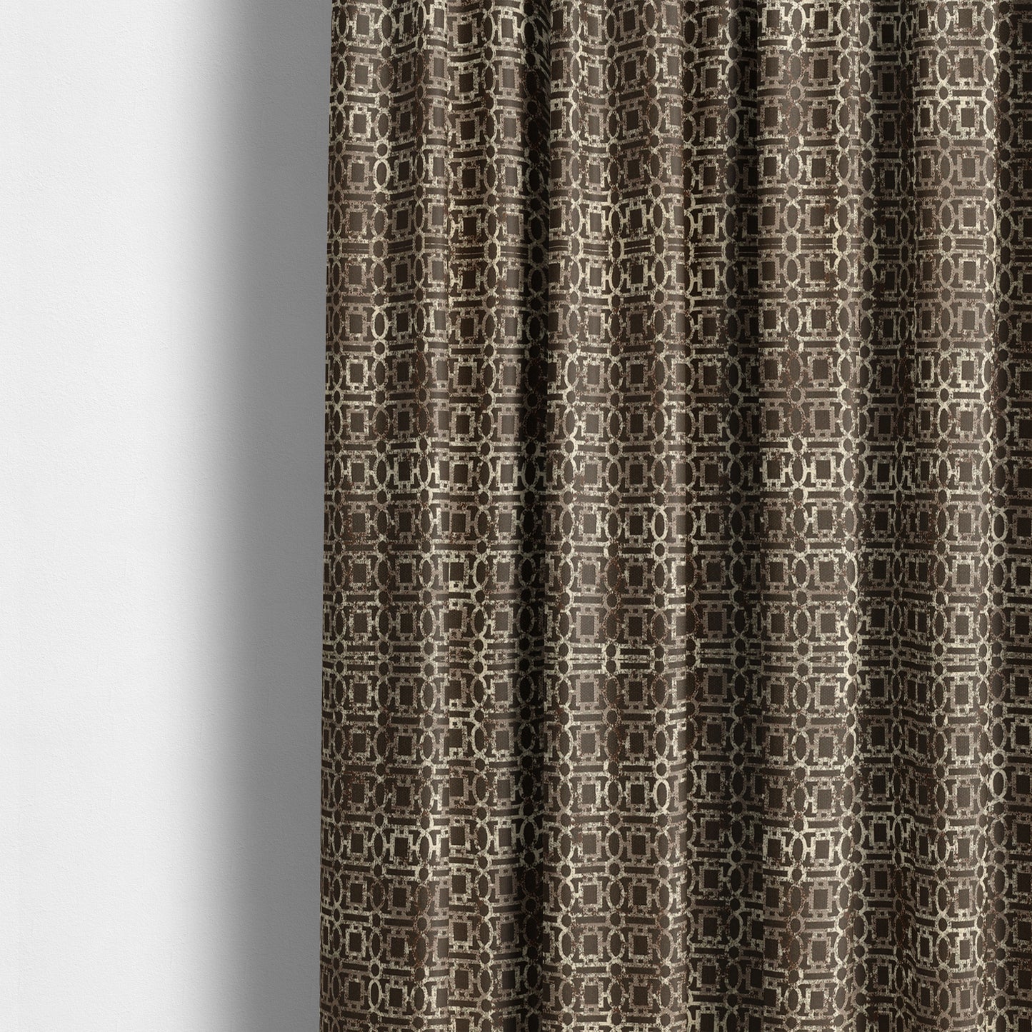 Tiffany Lightweight Modern Geometrical Pattern Small Scale Brown Chenille Upholstery Fabric CTR-865 - Made To Measure Curtains