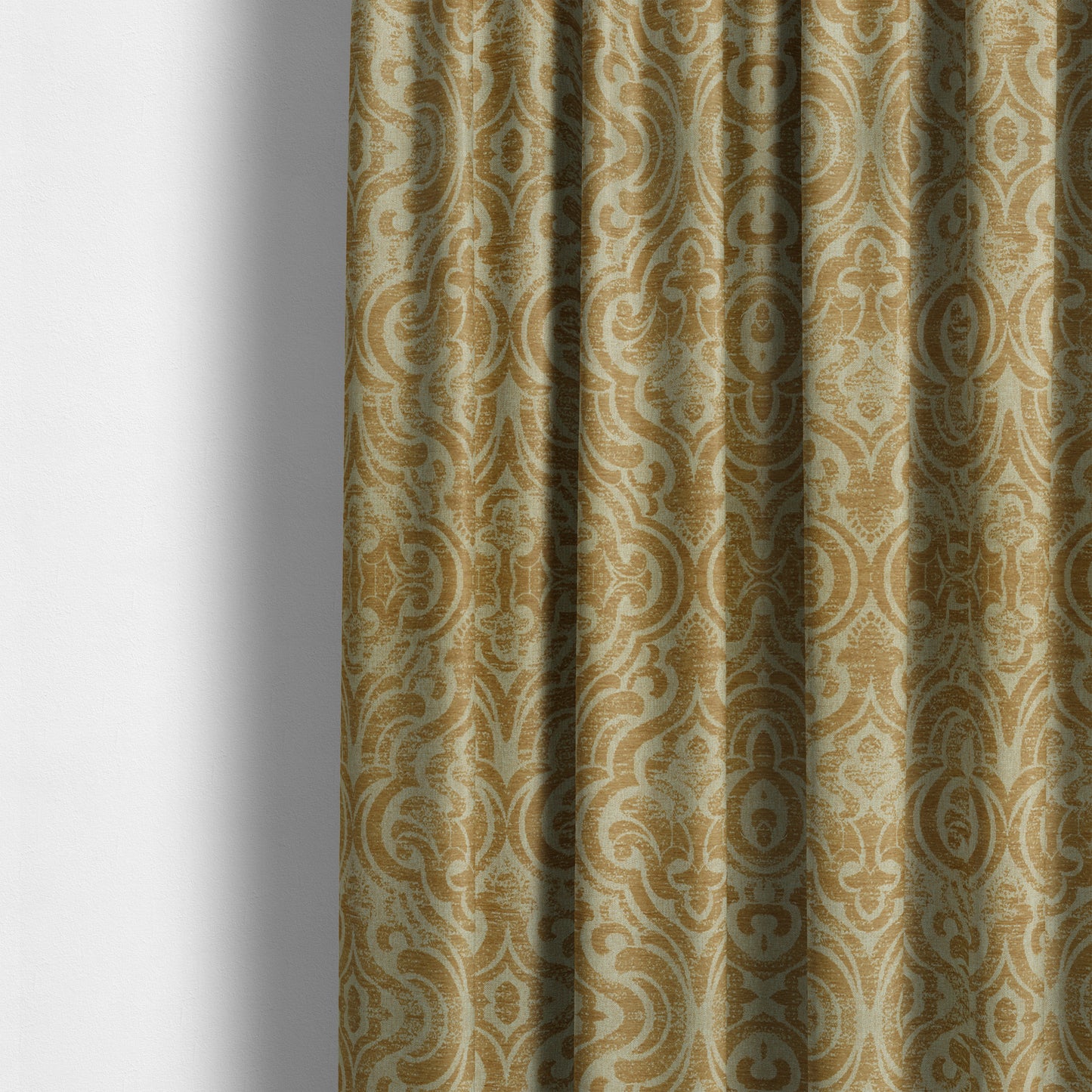 Olympos Mono Tone Faded Damask Pattern Orange Colour Chenille Upholstery Fabric CTR-871 - Made To Measure Curtains