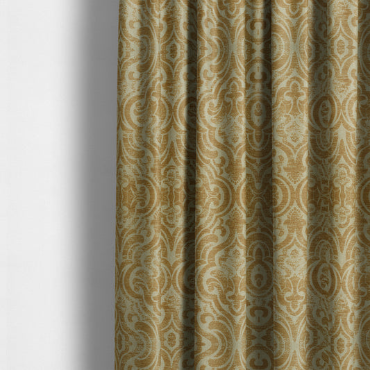 Olympos Mono Tone Faded Damask Pattern Orange Colour Chenille Upholstery Fabric CTR-871 - Made To Measure Curtains