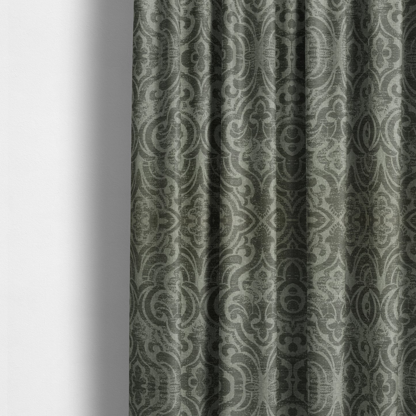 Olympos Mono Tone Faded Damask Pattern Grey Colour Chenille Upholstery Fabric CTR-873 - Made To Measure Curtains