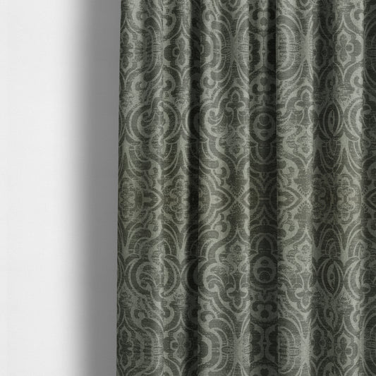 Olympos Mono Tone Faded Damask Pattern Grey Colour Chenille Upholstery Fabric CTR-873 - Made To Measure Curtains