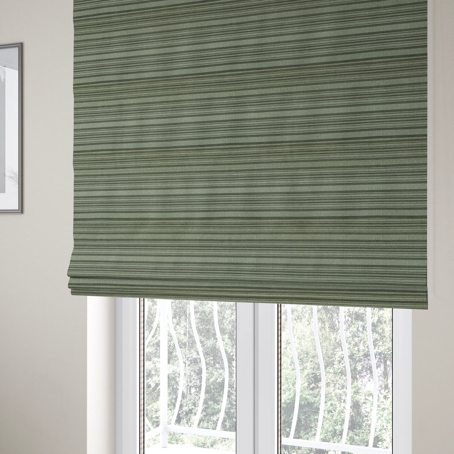 Olympos Mono Tone Faded Stripe Pattern Grey Colour Chenille Upholstery Fabric CTR-874 - Roman Blinds