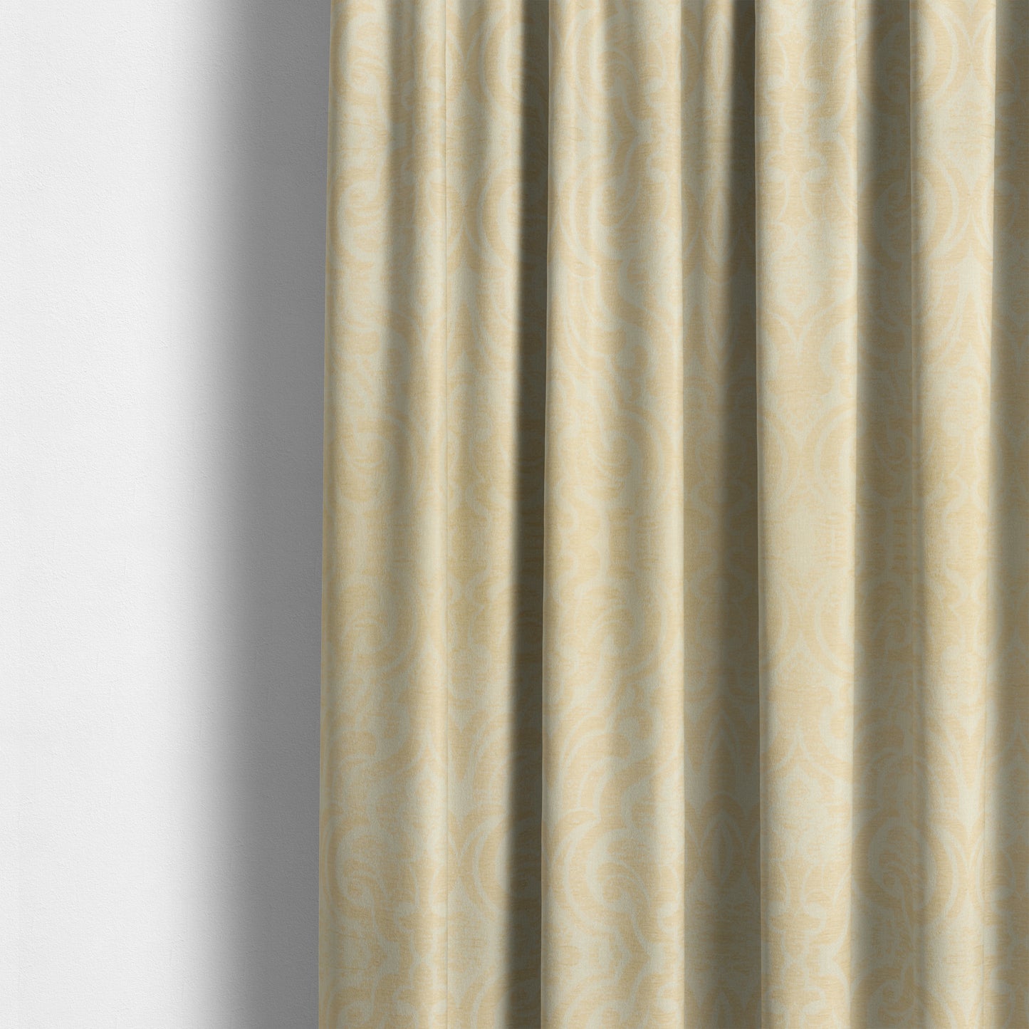 Olympos Mono Tone Faded Damask Pattern Beige Colour Chenille Upholstery Fabric CTR-875 - Made To Measure Curtains