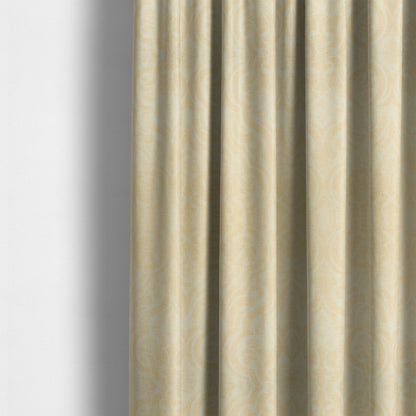 Olympos Mono Tone Faded Damask Pattern Beige Colour Chenille Upholstery Fabric CTR-875 - Made To Measure Curtains