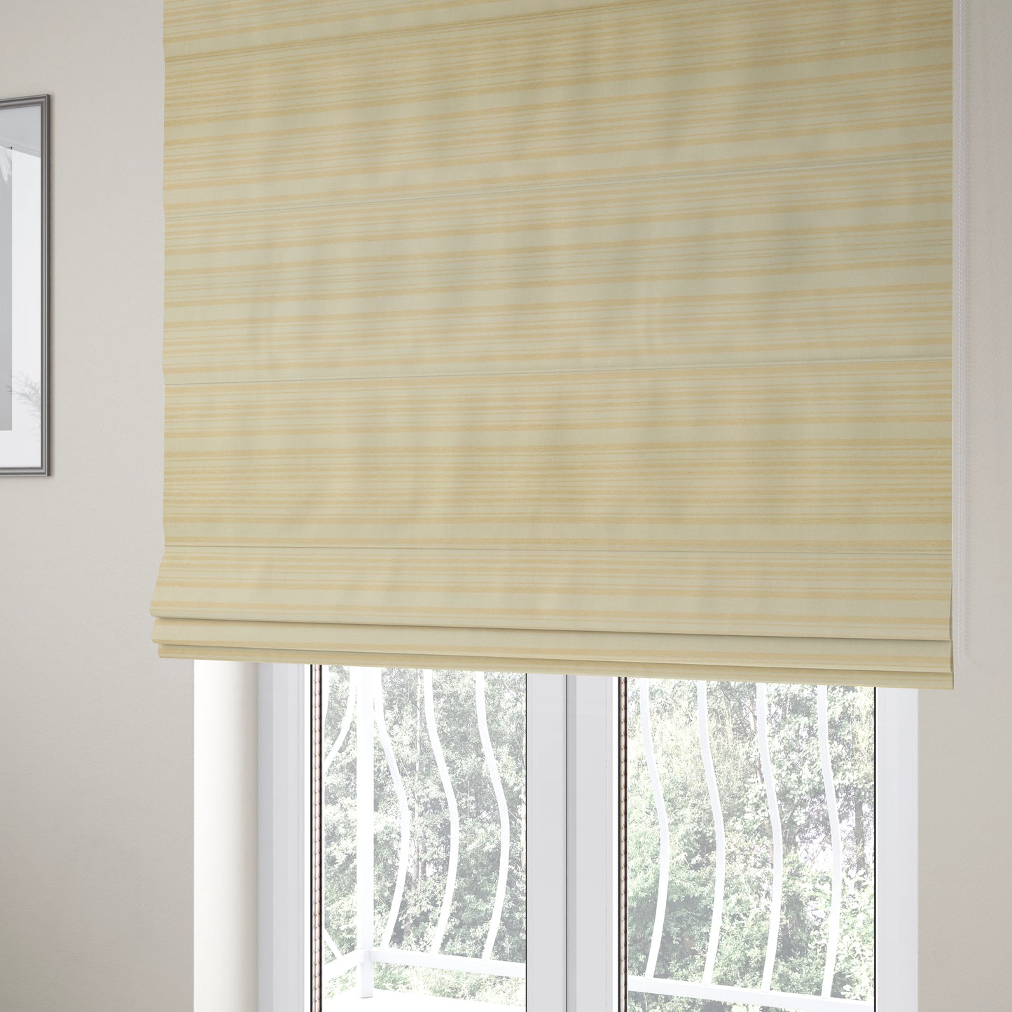 Olympos Mono Tone Faded Stripe Pattern Beige Colour Chenille Upholstery Fabric CTR-876 - Roman Blinds