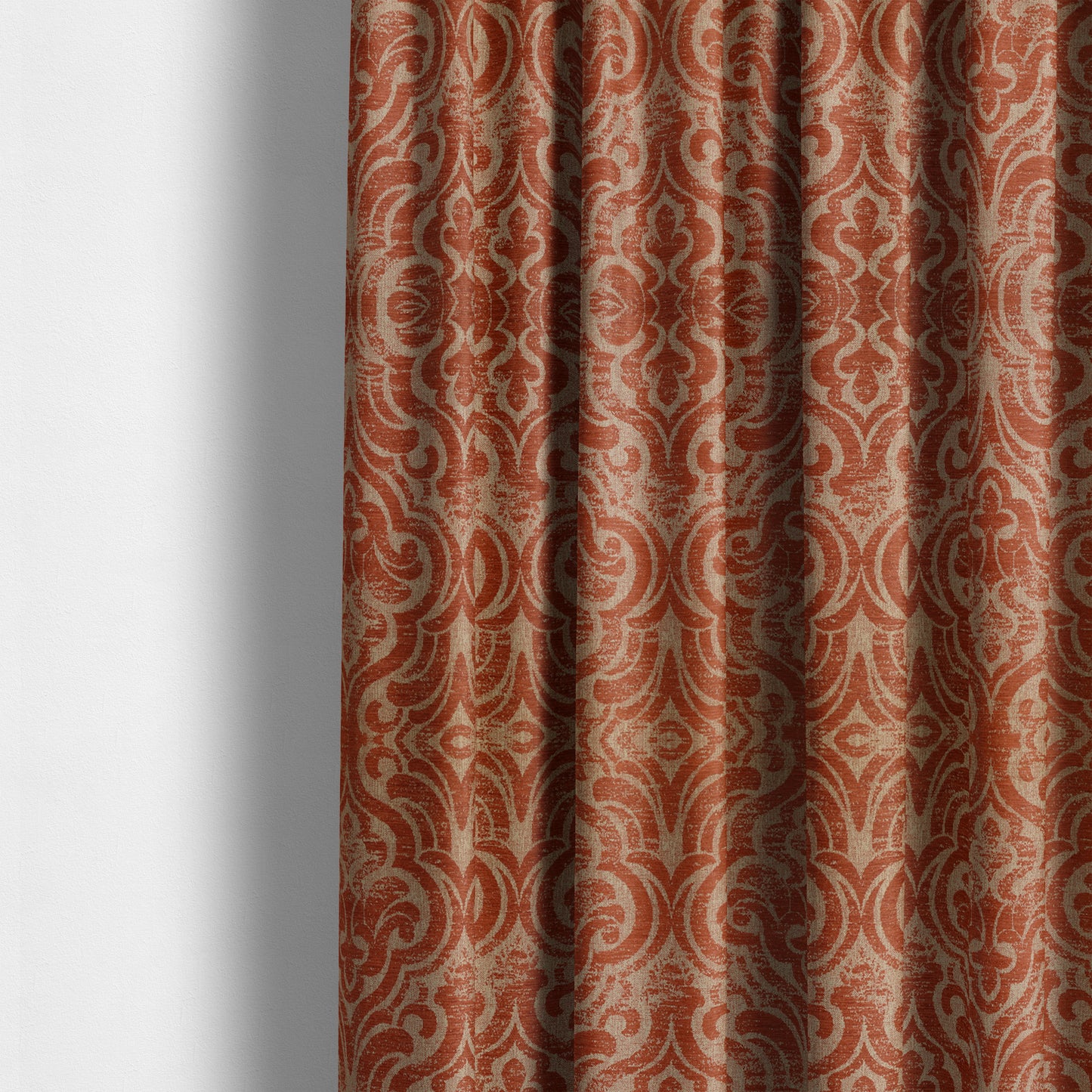 Olympos Mono Tone Faded Damask Pattern Red Colour Chenille Upholstery Fabric CTR-877 - Made To Measure Curtains