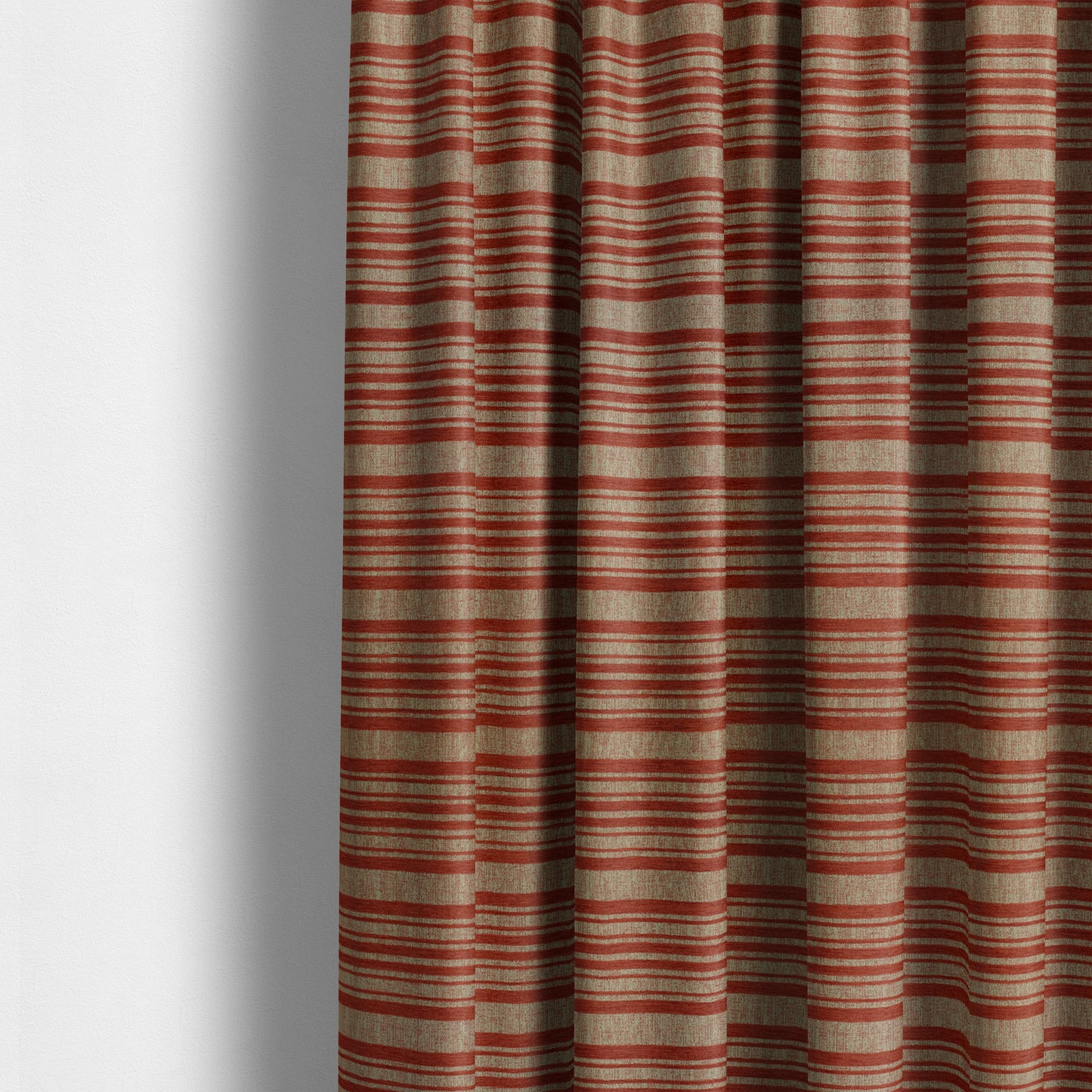 Olympos Mono Tone Faded Stripe Pattern Red Colour Chenille Upholstery Fabric CTR-878 - Made To Measure Curtains