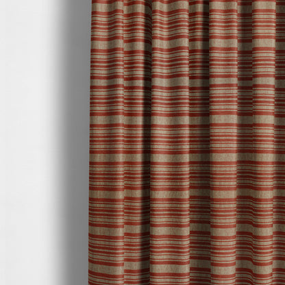 Olympos Mono Tone Faded Stripe Pattern Red Colour Chenille Upholstery Fabric CTR-878 - Made To Measure Curtains