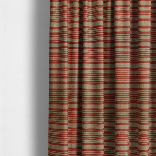 Olympos Mono Tone Faded Stripe Pattern Red Colour Chenille Upholstery Fabric CTR-878 - Made To Measure Curtains