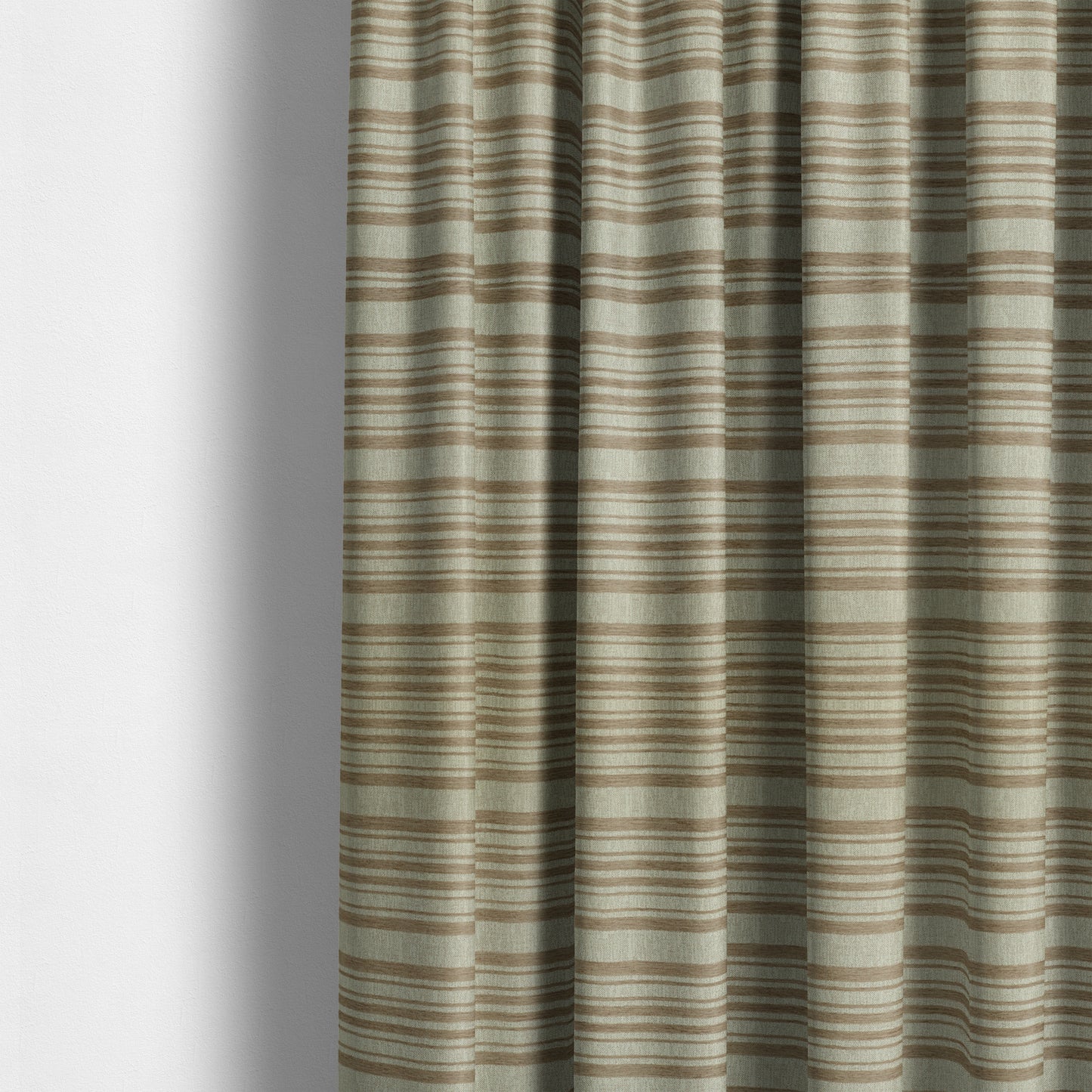 Olympos Mono Tone Faded Stripe Pattern Brown Colour Chenille Upholstery Fabric CTR-882 - Made To Measure Curtains