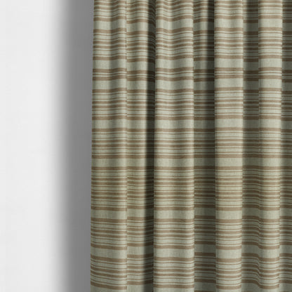 Olympos Mono Tone Faded Stripe Pattern Brown Colour Chenille Upholstery Fabric CTR-882 - Made To Measure Curtains