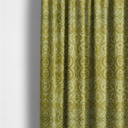 Olympos Mono Tone Faded Damask Pattern Green Colour Chenille Upholstery Fabric CTR-883 - Made To Measure Curtains