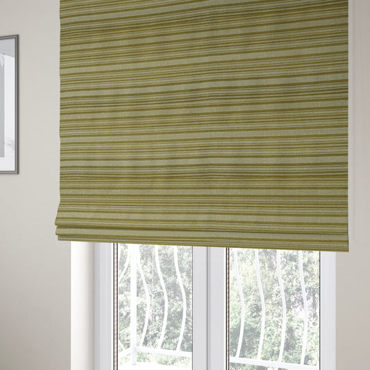 Olympos Mono Tone Faded Stripe Pattern Green Colour Chenille Upholstery Fabric CTR-884 - Roman Blinds