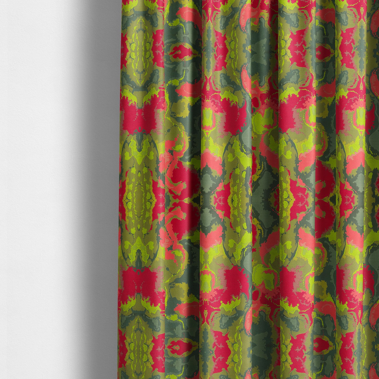 Havana Camouflage Multi Coloured Pattern Green Pink Blue Colour Chenille Upholstery Fabric CTR-885 - Made To Measure Curtains