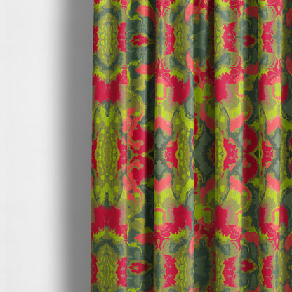 Havana Camouflage Multi Coloured Pattern Green Pink Blue Colour Chenille Upholstery Fabric CTR-885 - Made To Measure Curtains