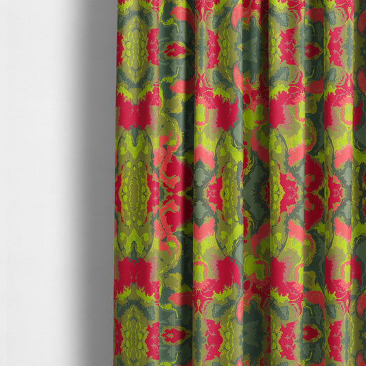 Havana Camouflage Multi Coloured Pattern Green Pink Blue Colour Chenille Upholstery Fabric CTR-885 - Made To Measure Curtains