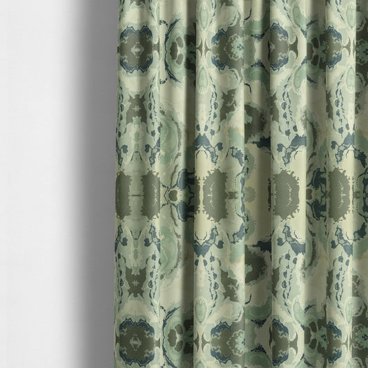 Havana Camouflage Multi Coloured Pattern Blue Grey Colour Chenille Upholstery Fabric CTR-887 - Made To Measure Curtains