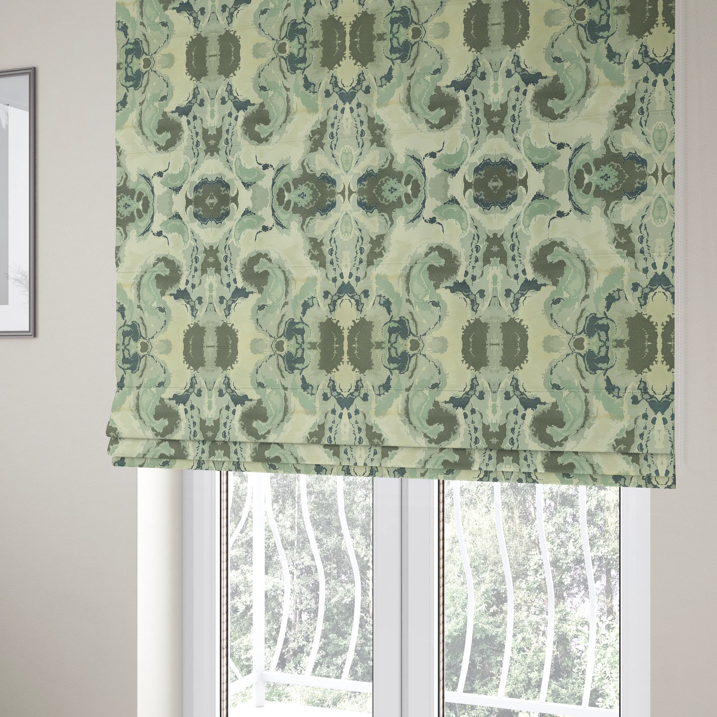 Havana Camouflage Multi Coloured Pattern Blue Grey Colour Chenille Upholstery Fabric CTR-887 - Roman Blinds