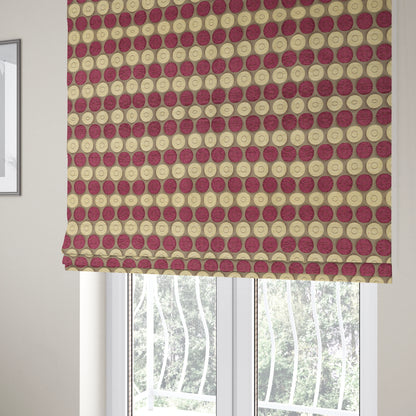 Chinaz Circular Geometric Pattern Chenille Upholstery Fabric Gold Beige Pink Colour CTR-891 - Roman Blinds