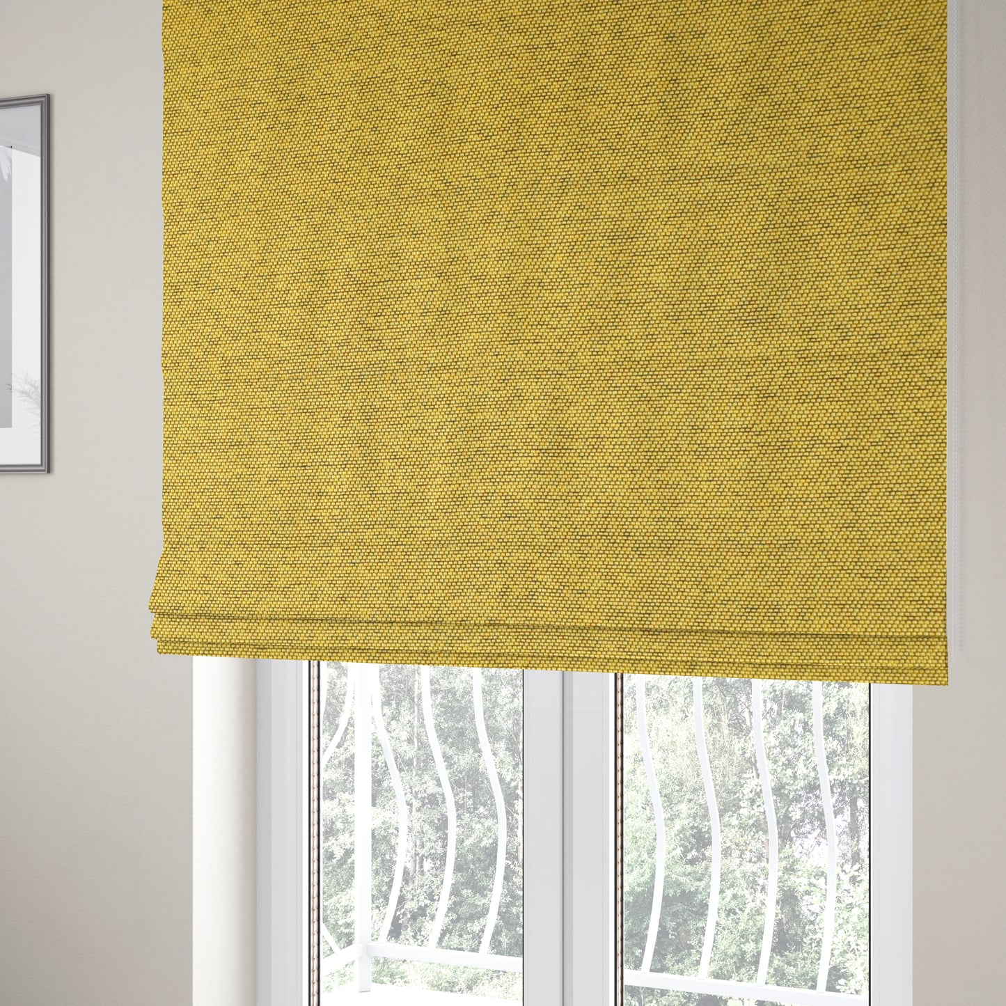 Fabriano Plain Chenille Type Yellow Colour Upholstery Fabric CTR-899 - Roman Blinds