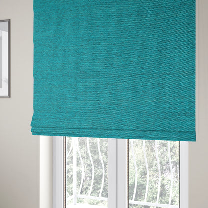 Fabriano Plain Chenille Type Teal Blue Colour Upholstery Fabric CTR-906 - Roman Blinds