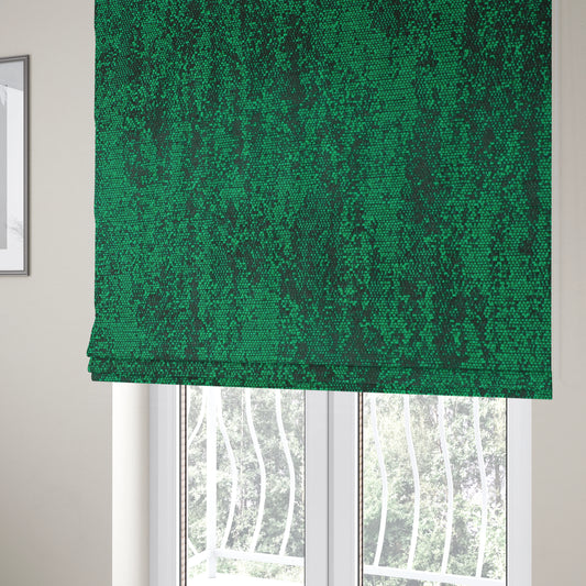 Fabriano Abstract Semi Plain Chenille Type Green Black Upholstery Fabric CTR-909 - Roman Blinds