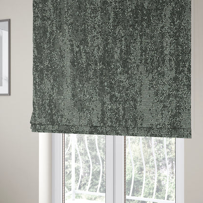 Fabriano Abstract Semi Plain Chenille Type Grey Black Upholstery Fabric CTR-910 - Roman Blinds