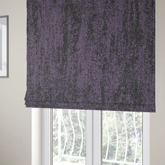 Fabriano Abstract Semi Plain Chenille Type Purple Black Upholstery Fabric CTR-912 - Roman Blinds