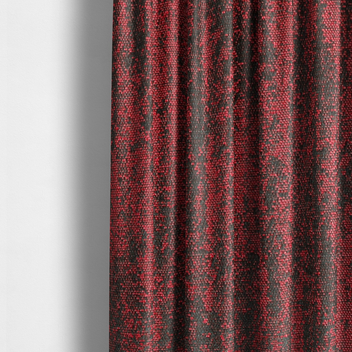 Fabriano Abstract Semi Plain Chenille Type Burgundy Red Black Upholstery Fabric CTR-914 - Made To Measure Curtains