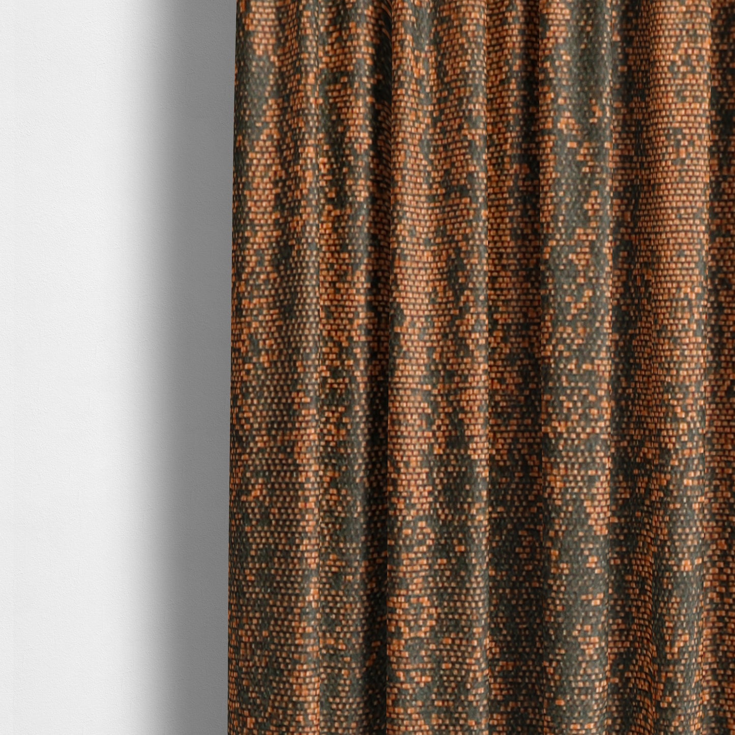 Fabriano Abstract Semi Plain Chenille Type Orange Black Upholstery Fabric CTR-915 - Made To Measure Curtains