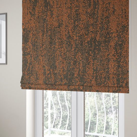 Fabriano Abstract Semi Plain Chenille Type Orange Black Upholstery Fabric CTR-915 - Roman Blinds