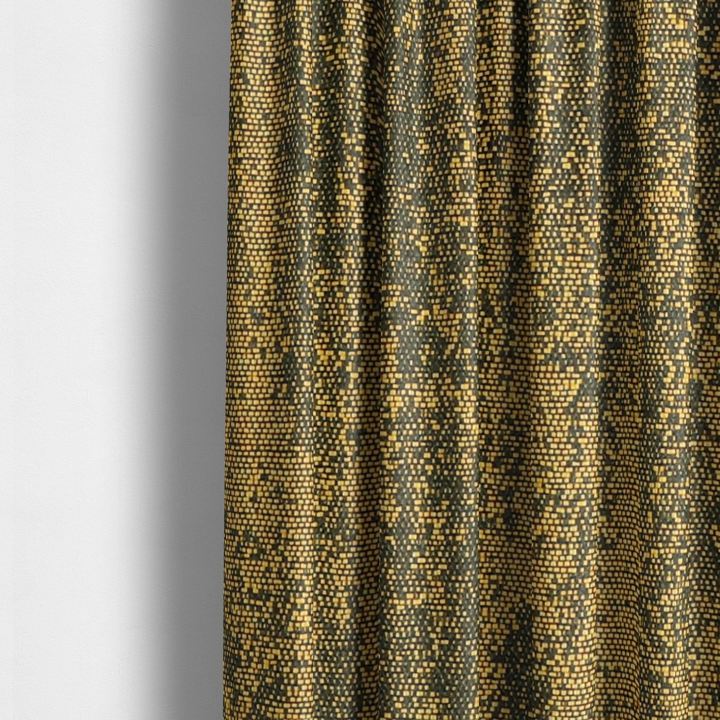 Fabriano Abstract Semi Plain Chenille Type Yellow Black Upholstery Fabric CTR-917 - Made To Measure Curtains