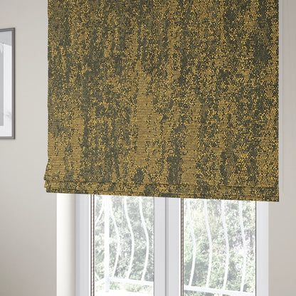 Fabriano Abstract Semi Plain Chenille Type Yellow Black Upholstery Fabric CTR-917 - Roman Blinds