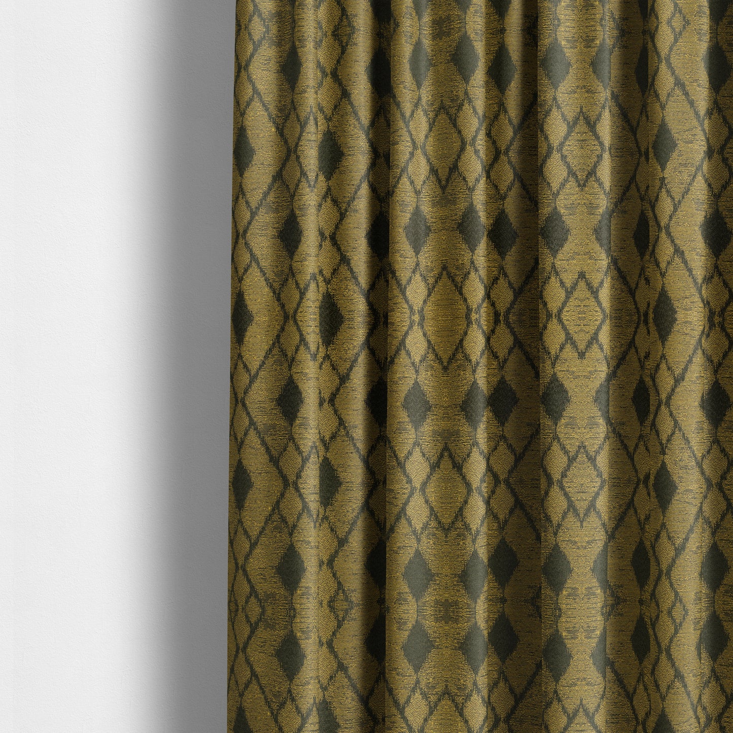 Fabriano Diamond Pattern Chenille Type Yellow Black Upholstery Fabric CTR-918 - Made To Measure Curtains