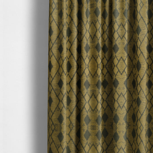 Fabriano Diamond Pattern Chenille Type Yellow Black Upholstery Fabric CTR-918 - Made To Measure Curtains