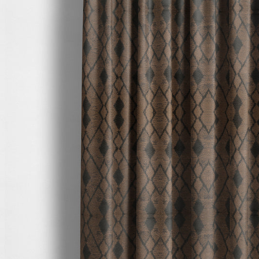 Fabriano Diamond Pattern Chenille Type Brown Upholstery Fabric CTR-921 - Made To Measure Curtains