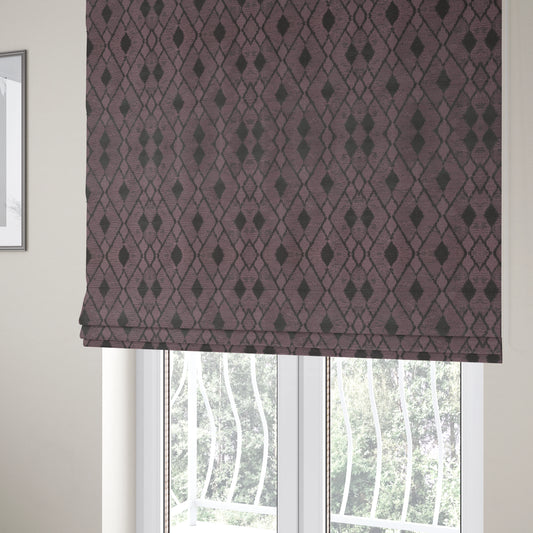 Fabriano Diamond Pattern Chenille Type Purple Upholstery Fabric CTR-924 - Roman Blinds