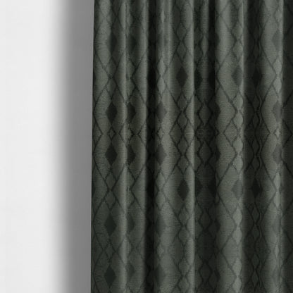 Fabriano Diamond Pattern Chenille Type Grey Upholstery Fabric CTR-926 - Made To Measure Curtains