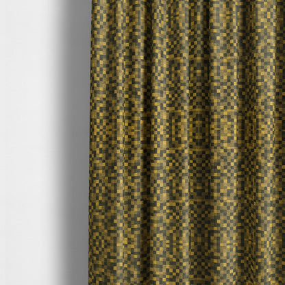 Fabriano Squared Pattern Chenille Type Yellow Black Upholstery Fabric CTR-927 - Made To Measure Curtains