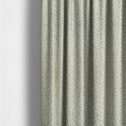 Fabriano Squared Pattern Chenille Type Silver Upholstery Fabric CTR-929 - Made To Measure Curtains