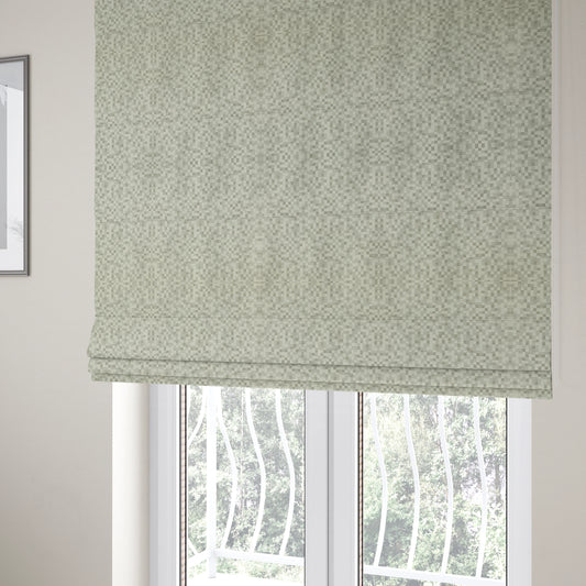 Fabriano Squared Pattern Chenille Type Silver Upholstery Fabric CTR-929 - Roman Blinds