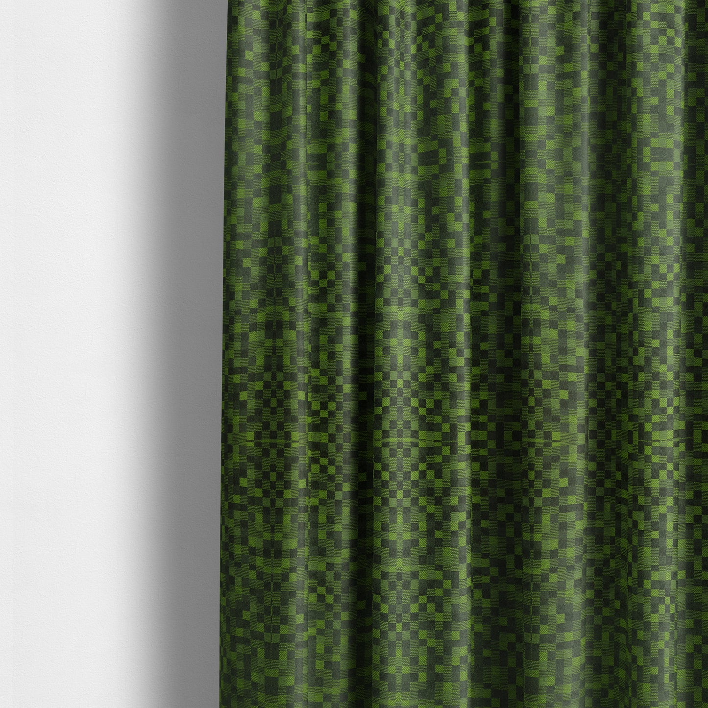 Fabriano Squared Pattern Chenille Type Green Upholstery Fabric CTR-932 - Made To Measure Curtains