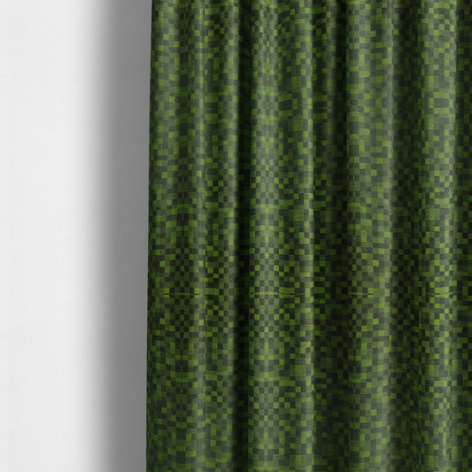 Fabriano Squared Pattern Chenille Type Green Upholstery Fabric CTR-932 - Made To Measure Curtains