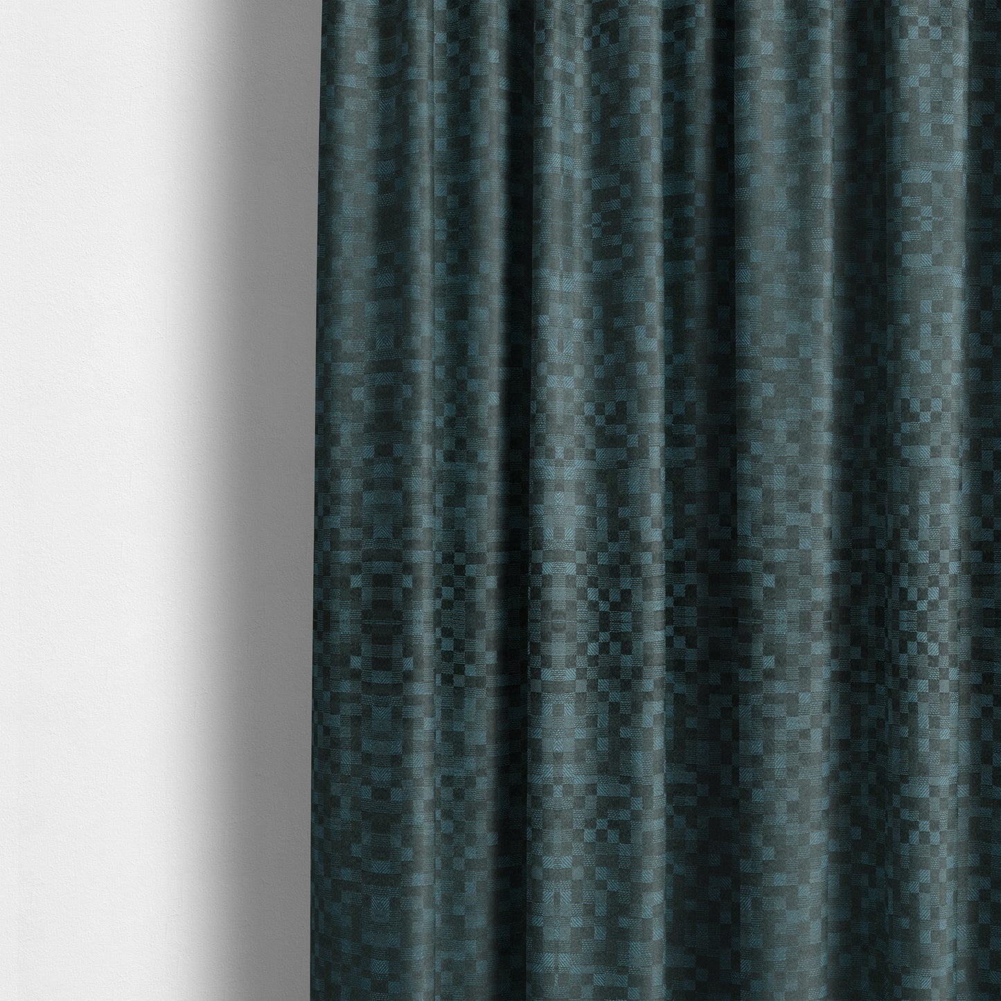 Fabriano Squared Pattern Chenille Type Navy Blue Upholstery Fabric CTR-934 - Made To Measure Curtains